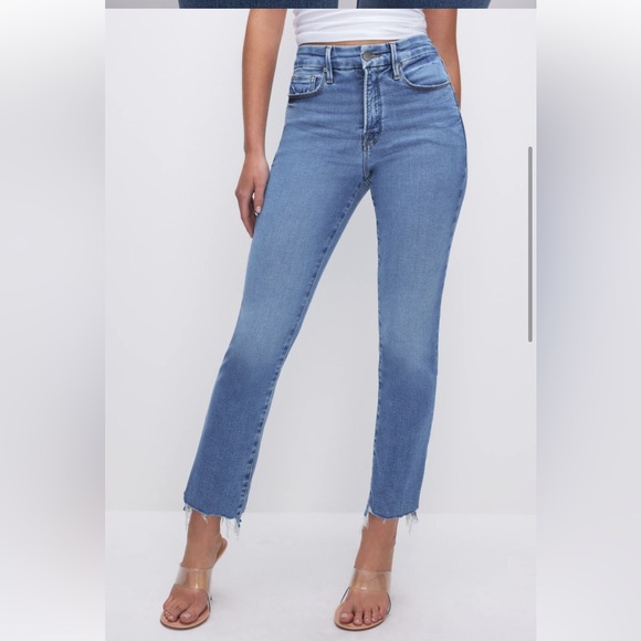 Jeans Straight By Good American In Blue Denim, Size:6